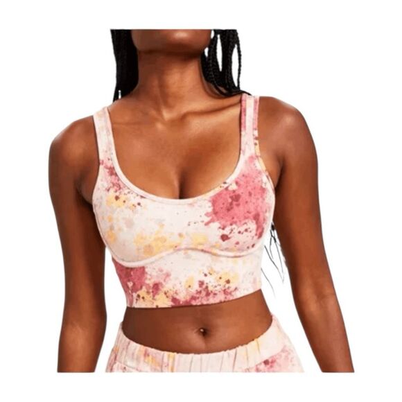 Jenni Style Not Size Corset Bra Crop Top Watercolor Pinks L - Picture 1 of 8